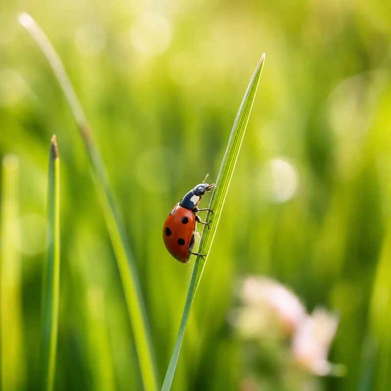 Coccinelle Coccinelle sur un brin d'herbe